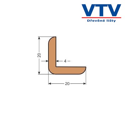 Lišta dřevěná L 2020 2,5m c.13 Lišta dřevěná L 2020 2,5m c.13