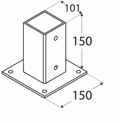 PSP 100 (101*101*150*2) Patka sloupku 100 se čtvercovou základnou PSP 100 (101*101*150*2) Patka sloupku 100 se čtvercovou základnou