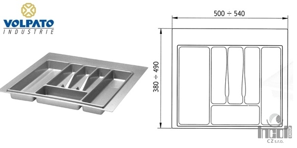 Pribornik Volpato šedý 500-540x391-490mm Pribornik Volpato šedý 500-540×391-490mm