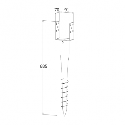 PWU 90/685 Zemni vrut 90x685x1,8 PWU 90/685 Zemni vrut 90x685x1,8