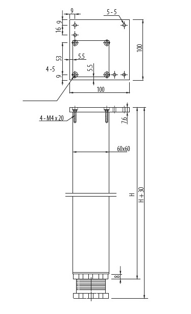 Stolová noha ctvercová 60*60*710 AL hliník Stolová noha ctvercová 60*60*710 AL hliník
