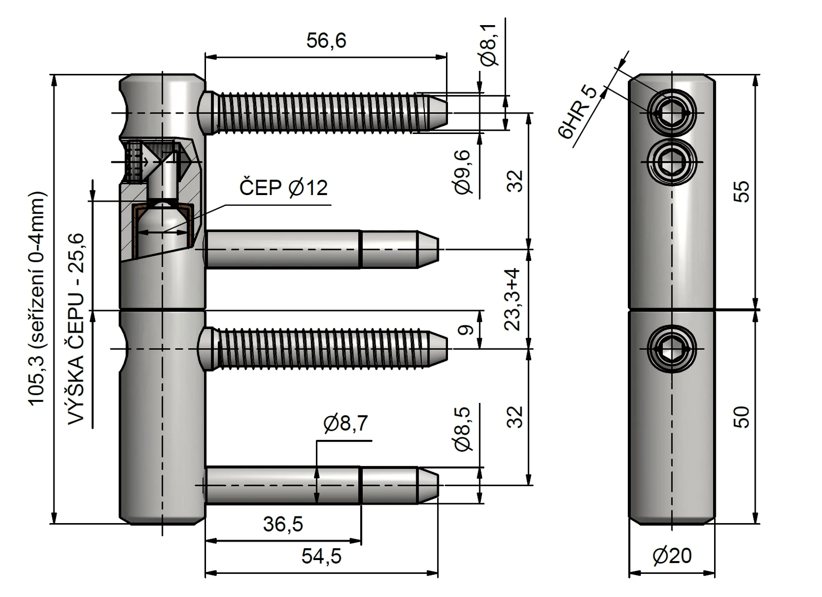Závěs dver.trio 20DZ PH ZN zlaty 96375510 Závěs dver.trio 20DZ PH ZN zlaty 96375510