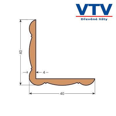 Lišta dřevěná LDO 4040 2,5m c.20 Lišta dřevěná LDO 4040 2,5m c.20