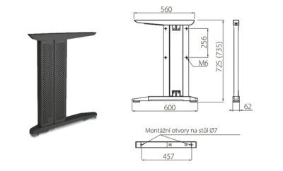 Kancelářská podnož černá 710-725x560mm