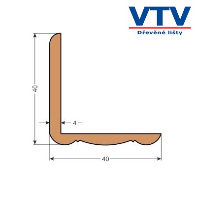Lišta dřevěná LO 4040   2,5m  c.15