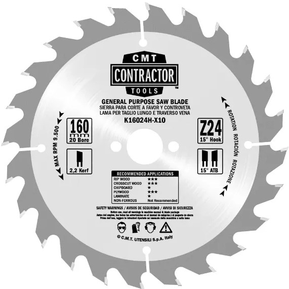 C-K16024H-X10 Contractor Pilový kotouč na dřevo - D160x2,2 d20 Z24 HW C-K16024H-X10 Contractor Pilový kotouč na dřevo – D160x2,2 d20 Z24 HW