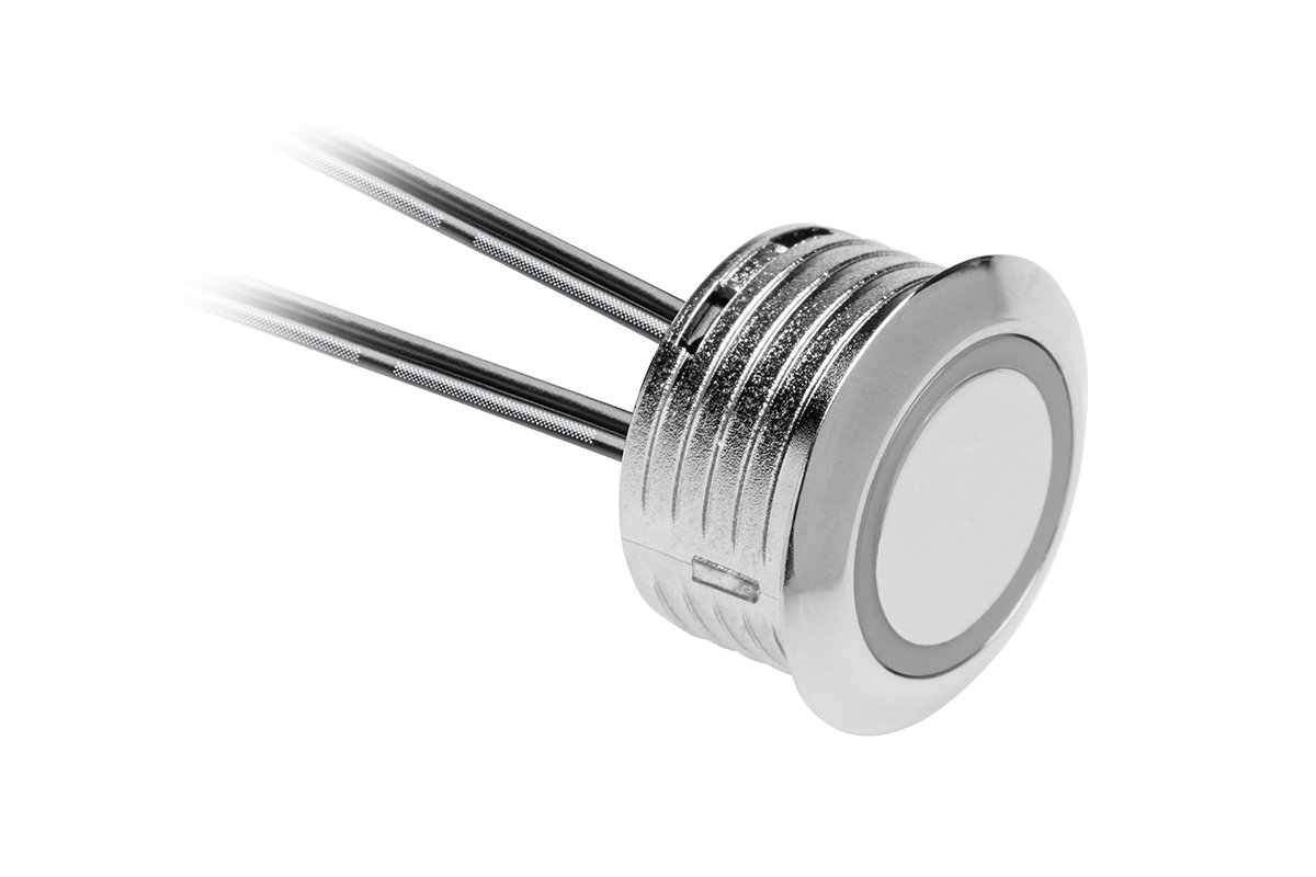 Spínač dotykový stmívatelný 12V/36W, 24V/72W, kabel 1500mm, chrom, mini AMP Spínač dotykový stmívatelný 12V/36W, 24V/72W, kabel 1500mm, chrom, mini AMP