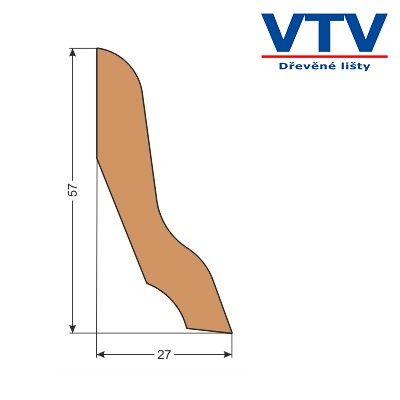 Lišta dřevěná P 5727 2,5m c.25 Lišta dřevěná P 5727 2,5m c.25