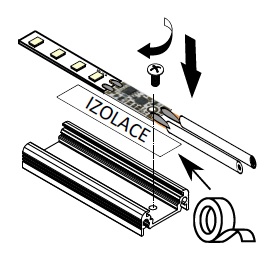 Spínač dotykový do LED profilu, 12V-24V/90W, 7,5A, modrá dioda Spínač dotykový do LED profilu, 12V-24V/90W, 7,5A, modrá dioda