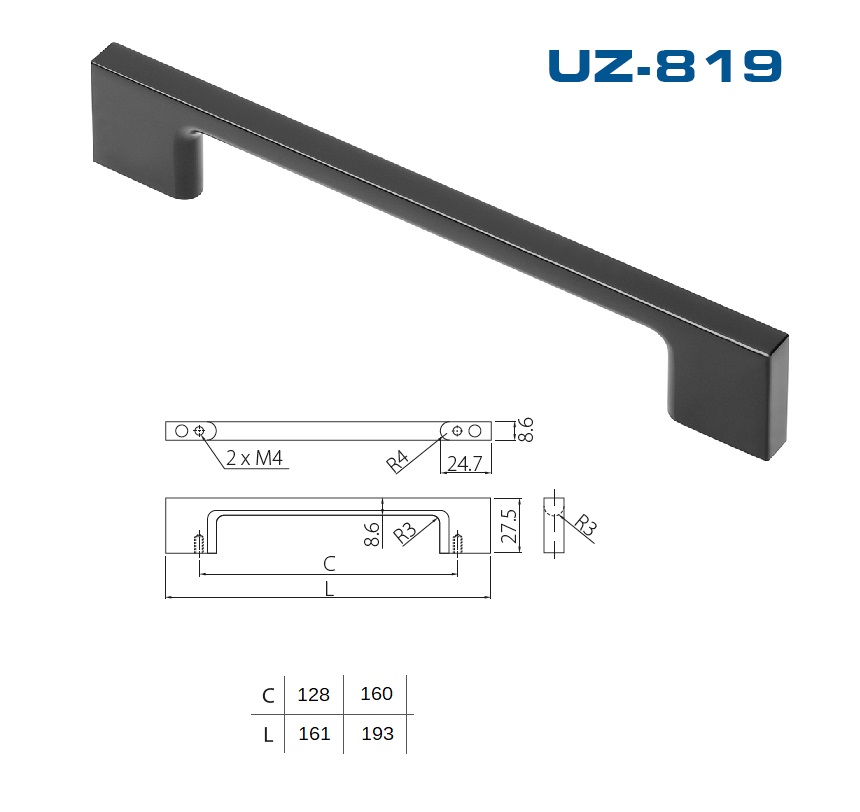 Uch. UZ-819 černá 128mm Uch. UZ-819 černá 128mm