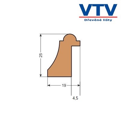 Lišta dřevěná DO 2519 2,5m c.65 Lišta dřevěná DO 2519 2,5m c.65
