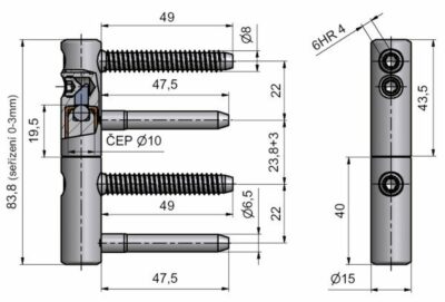 Závěs dver.trio 15DZ stribr 96365530 Závěs dver.trio 15DZ stribr 96365530