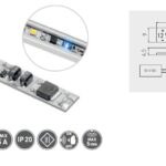 Spínač bezdotykový do LED profilu s kabelem 2m (2x0.20), 12V-24V/60W, 5A, s lepící páskou