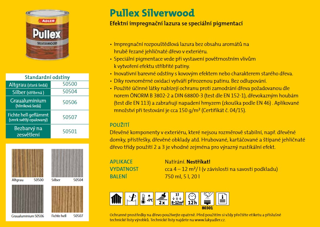 ADLER Silverwood lazura hlinik. seda 0,75l ADLER Silverwood lazura hlinik. seda 0,75l