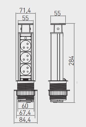 Zásuvková el. věž 3x zasuvka černá AE-BPW3U60-20 Zásuvková el. věž 3x zasuvka černá AE-BPW3U60-20