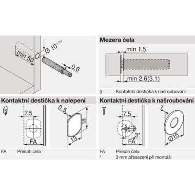 TIP-ON Pro dvířka (Sada), krátký, s magnetem, Černá 956.1004 CS TIP-ON Pro dvířka (Sada), krátký, s magnetem, Černá 956.1004 CS