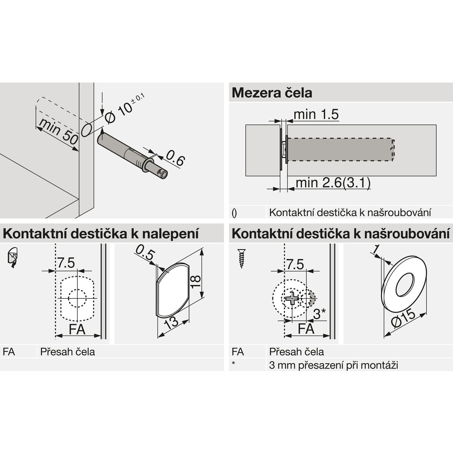 TIP-ON Pro dvířka (Sada), krátký, s magnetem, Černá 956.1004 CS TIP-ON Pro dvířka (Sada), krátký, s magnetem, Černá 956.1004 CS