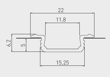 LED profil AL GLAX k zafrézování černý 3,05 m