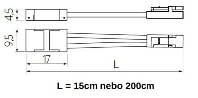 Konektor pro LED pásek 8mm a COB, LED/mini AMP, 15cm kabel, 3A, IP20