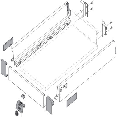 TANDEMBOX Antaro vnitřní zásuvka čelní panel ŠEDÁ 1036mm, pro výšku M,K,C,D – Z31L1036A WA