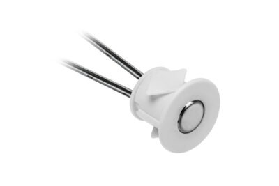 Spínač dotykový stmívatelný 12V/36W, 24V/72W, 3A, bílý, pro otvor 18mm, mini AMP Spínač dotykový stmívatelný 12V/36W, 24V/72W, 3A, bílý, pro otvor 18mm, mini AMP