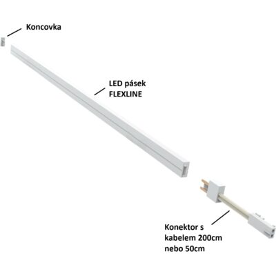 Konektor pro LED pásek FLEXLINE, mini AMP, kabel 2m, 3A, IP20