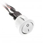 Spínač kolébkový BÍLÝ 23mm 12V/36W, 24V/72W, 3A, kabel 1,4m, mini AMP