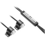 Spínač bezdotykový PIR, 2 sensory, kabely 2m, černý, 12V/24V, 24W/48W,2A, mini AMP