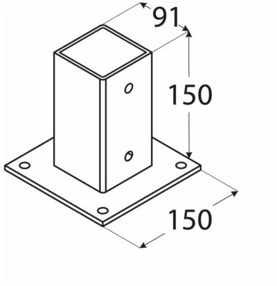 PSP  90 (91*91*150*2) Patka sloupku 90 se čtvercovou základnou