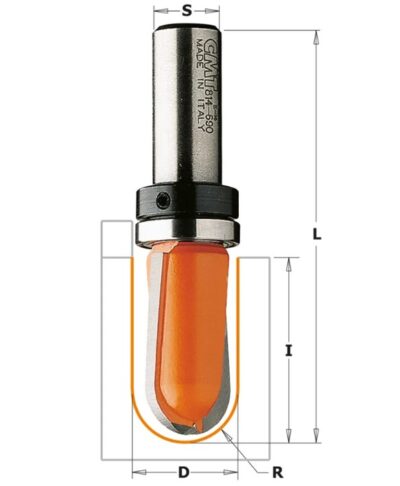 C91416011B C914B Čelní vypouklá fréza s ložiskem – R8 D15,8×9,5 S=8 HW
