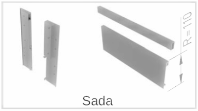 Zásuvkový Box Slim vnitř. zásuvka D1 sada = čelní panel+držák+reling čel. panelu 110/1200mm Bílá