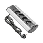 Zásuvkový el. box rohový 4x zasuvka stříbrná AE-PBKT4U-80