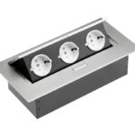 Zásuvkový el. box vyklopný 3x zasuvka AL hliník AE-PB03GU-53