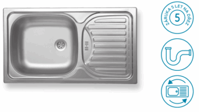 Dřez NS nerez s odkapem 435×760