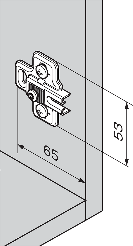 Podložka BLUM MODUL křížová, ocel, s hmoždinkou expando, zvýšení 0mm 194K6100E Podložka BLUM MODUL křížová, ocel, s hmoždinkou expando, zvýšení 0mm 194K6100E