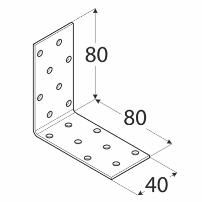 KM7 – úhelník montážní 80x80x40x2,0 mm Černý