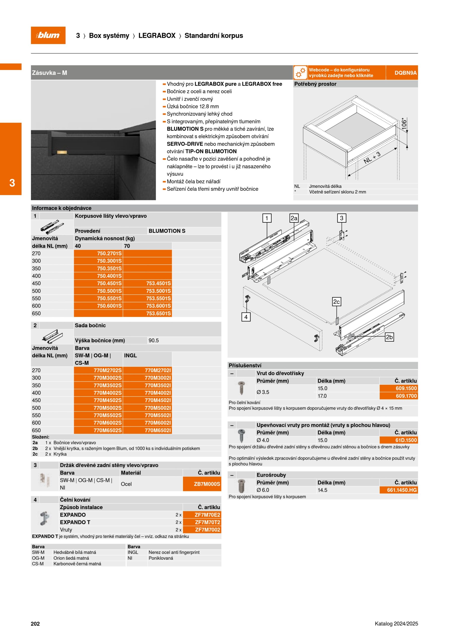 Legrabox bočnice M 90,5/350mm, Karbonově černá matná, 770M3502S CS-M Legrabox bočnice M 90,5/350mm, Karbonově černá matná, 770M3502S CS-M - Image 2