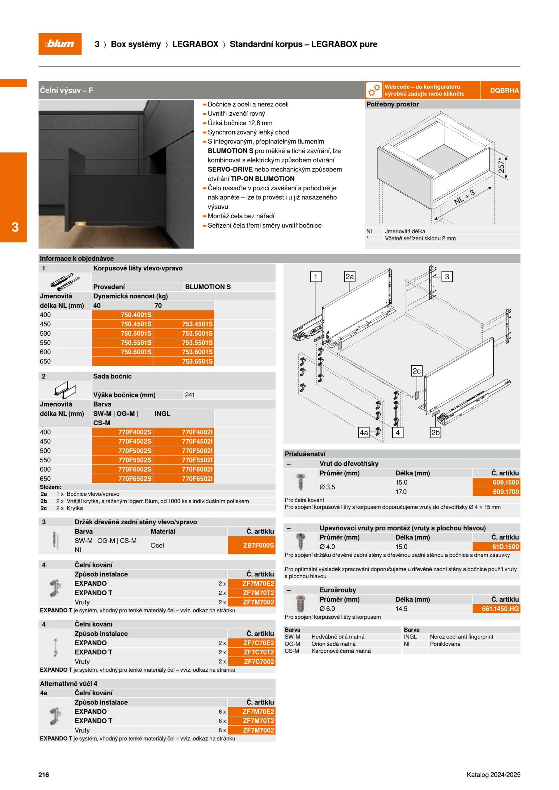 Legrabox bočnice F 241/550mm, Orion šedá matná, 770F5502S OG-M Legrabox bočnice F 241/550mm, Orion šedá matná, 770F5502S OG-M - Image 2