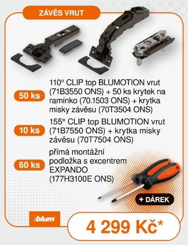 Akční sada BLUM CLIP top BLUMOTION na vrut – černý onyx + dárek Akční sada BLUM CLIP top BLUMOTION na vrut – černý onyx + dárek