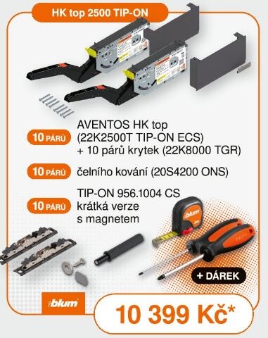 Akční sada BLUM AVENTOS HK top 2500 TIP-ON – černá Eclipse + dárek Akční sada BLUM AVENTOS HK top 2500 TIP-ON – černá Eclipse + dárek
