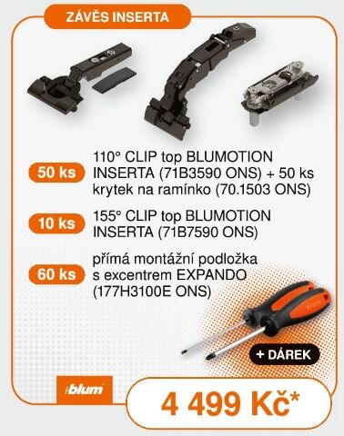 Akční sada BLUM CLIP top BLUMOTION inserta – černý onyx + dárek Akční sada BLUM CLIP top BLUMOTION inserta – černý onyx + dárek